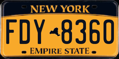 NY license plate FDY8360