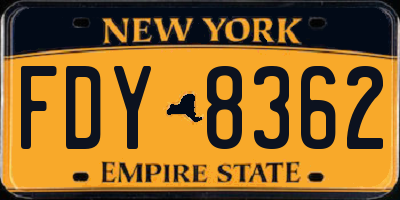 NY license plate FDY8362