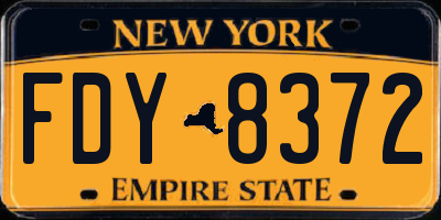 NY license plate FDY8372