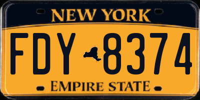 NY license plate FDY8374