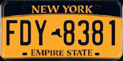 NY license plate FDY8381