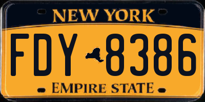 NY license plate FDY8386