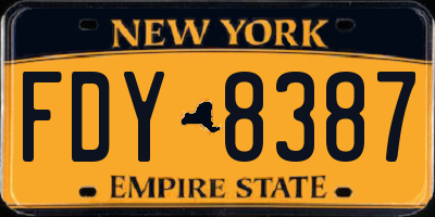 NY license plate FDY8387