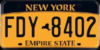 NY license plate FDY8402