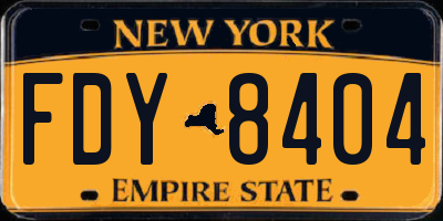 NY license plate FDY8404