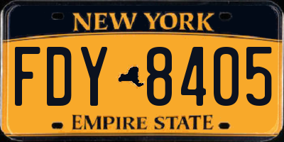 NY license plate FDY8405