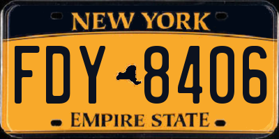 NY license plate FDY8406