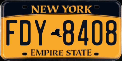 NY license plate FDY8408