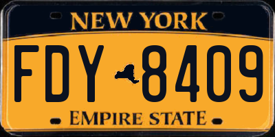 NY license plate FDY8409