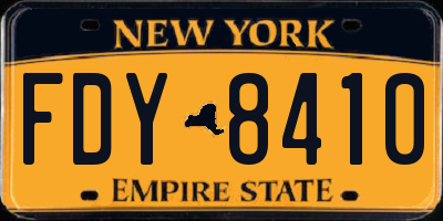NY license plate FDY8410