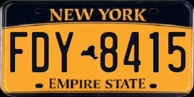 NY license plate FDY8415
