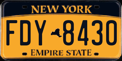 NY license plate FDY8430