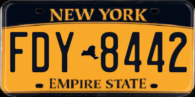 NY license plate FDY8442