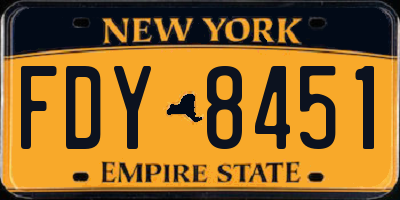 NY license plate FDY8451