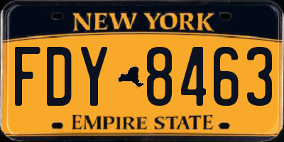 NY license plate FDY8463