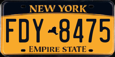 NY license plate FDY8475