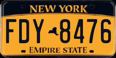 NY license plate FDY8476