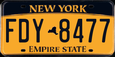 NY license plate FDY8477