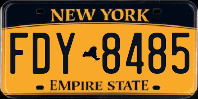 NY license plate FDY8485