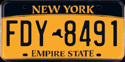 NY license plate FDY8491