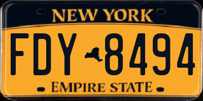 NY license plate FDY8494