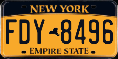 NY license plate FDY8496