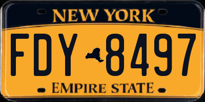 NY license plate FDY8497