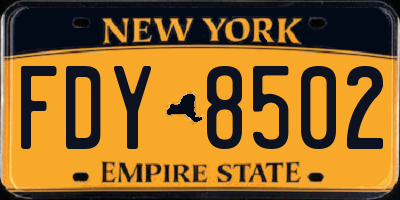 NY license plate FDY8502