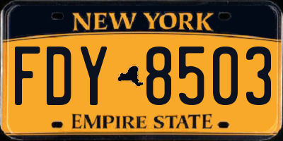 NY license plate FDY8503
