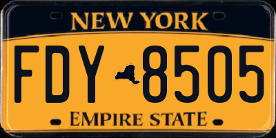 NY license plate FDY8505