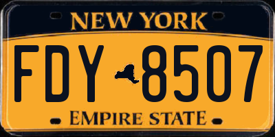 NY license plate FDY8507
