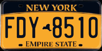 NY license plate FDY8510