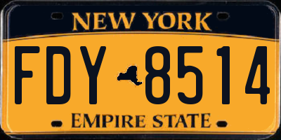 NY license plate FDY8514