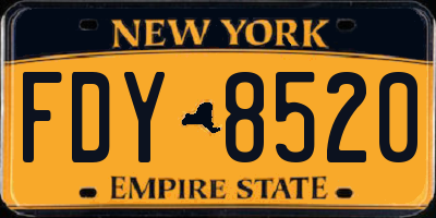 NY license plate FDY8520
