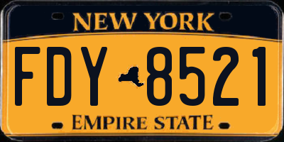 NY license plate FDY8521