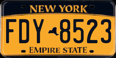 NY license plate FDY8523