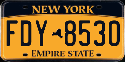 NY license plate FDY8530