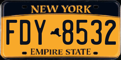 NY license plate FDY8532