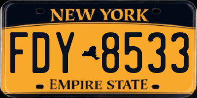 NY license plate FDY8533