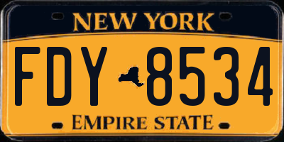 NY license plate FDY8534
