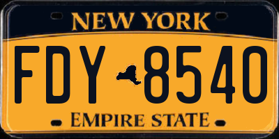 NY license plate FDY8540