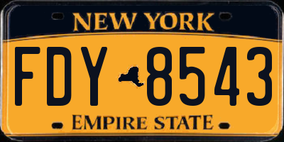 NY license plate FDY8543