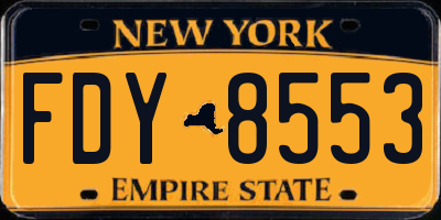 NY license plate FDY8553