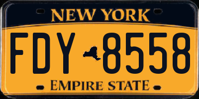 NY license plate FDY8558