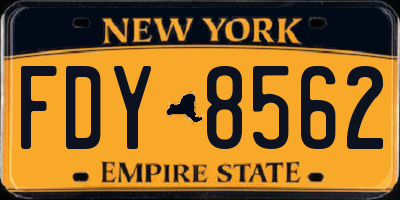 NY license plate FDY8562