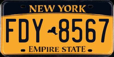 NY license plate FDY8567