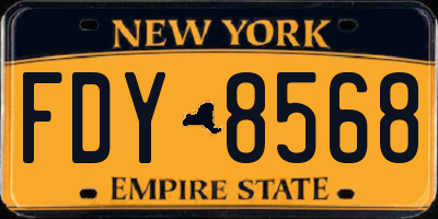 NY license plate FDY8568