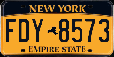 NY license plate FDY8573