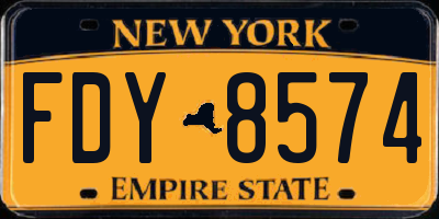NY license plate FDY8574