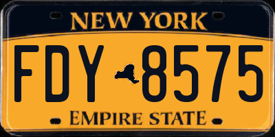 NY license plate FDY8575